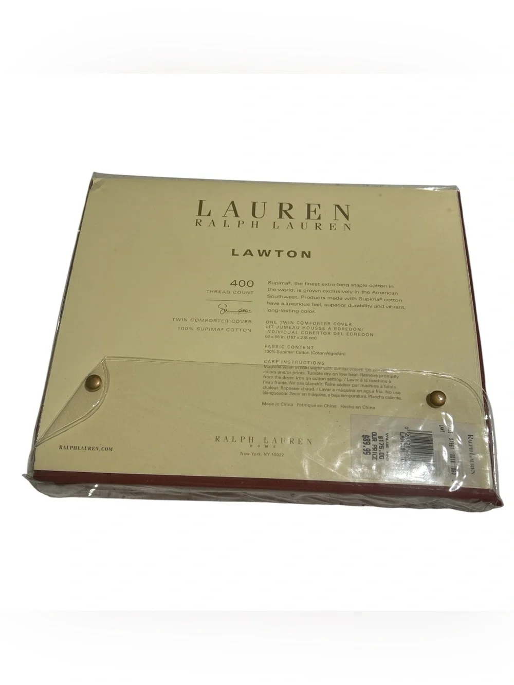 Ralph Lauren Home Wine Red Supima Duvet/Comforter Cover 100% Cotton - NEW